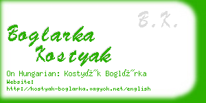 boglarka kostyak business card